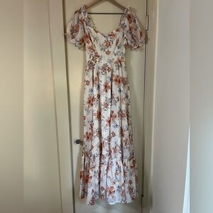 Baltic Born Floral Maxi Dress - White and Orange